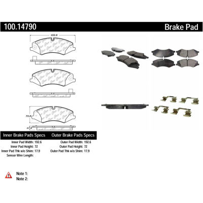 Centric Original Equipment Formula Brake Pads with Hardware, Centric Parts 100.14790