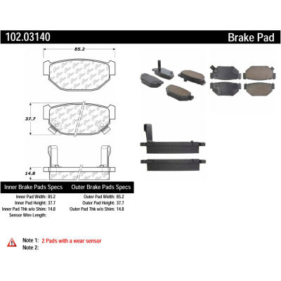 C-Tek Semi-Metallic Brake Pads with Shims, C-Tek 102.03140