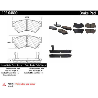 C-Tek Semi-Metallic Brake Pads with Shims, C-Tek 102.04800