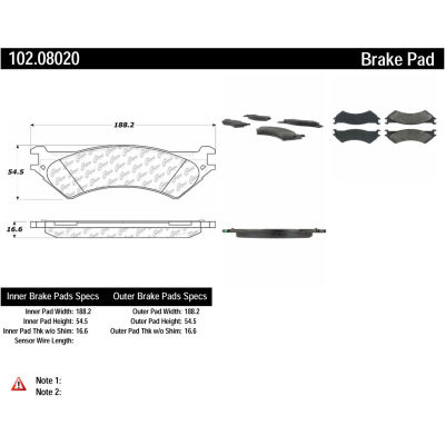 C-Tek Semi-Metallic Brake Pads with Shims, C-Tek 102.08020