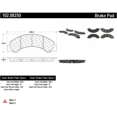 C-Tek Semi-Metallic Brake Pads with Shims, C-Tek 102.08250
