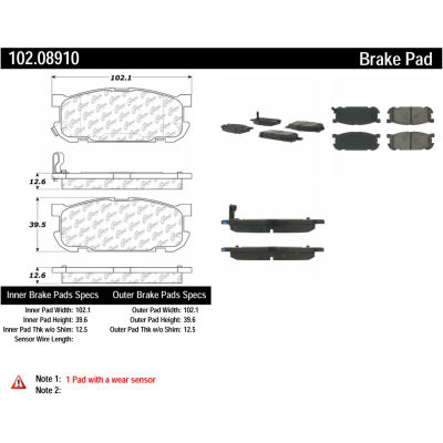 C-Tek Semi-Metallic Brake Pads with Shims, C-Tek 102.08910