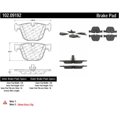 C-Tek Semi-Metallic Brake Pads with Shims, C-Tek 102.09192