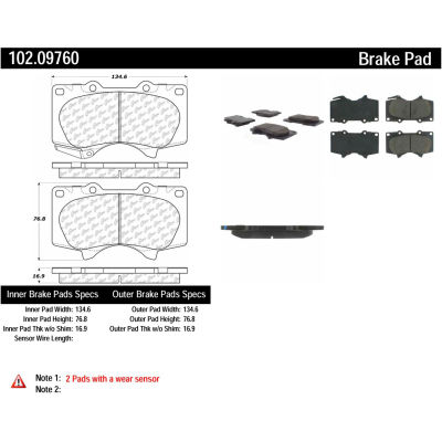 C-Tek Semi-Metallic Brake Pads with Shims, C-Tek 102.09760