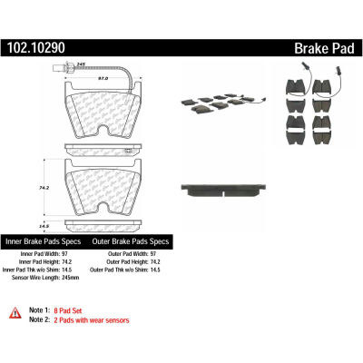 C-Tek Semi-Metallic Brake Pads with Shims, C-Tek 102.10290