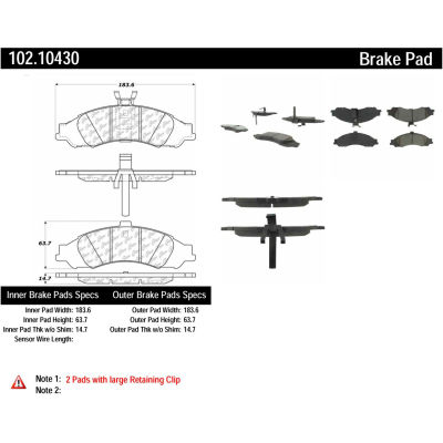 C-Tek Semi-Metallic Brake Pads with Shims, C-Tek 102.10430