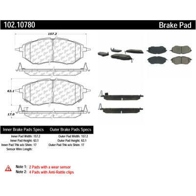 C-Tek Semi-Metallic Brake Pads with Shims, C-Tek 102.10780