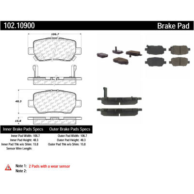 C-Tek Semi-Metallic Brake Pads with Shims, C-Tek 102.10900