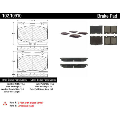 C-Tek Semi-Metallic Brake Pads with Shims, C-Tek 102.10910