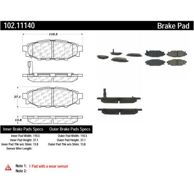 C-Tek Semi-Metallic Brake Pads with Shims, C-Tek 102.11140