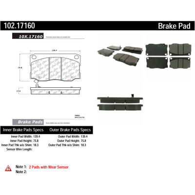 C-Tek Semi-Metallic Brake Pads with Shims, C-Tek 102.17160