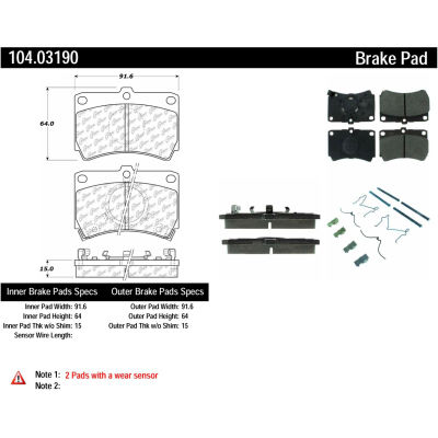 Posi Quiet Semi-Metallic Brake Pads with Hardware , Posi Quiet 104.03190