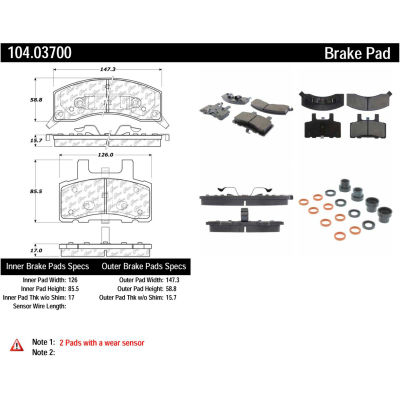 Posi Quiet Semi-Metallic Brake Pads with Hardware , Posi Quiet 104.03700