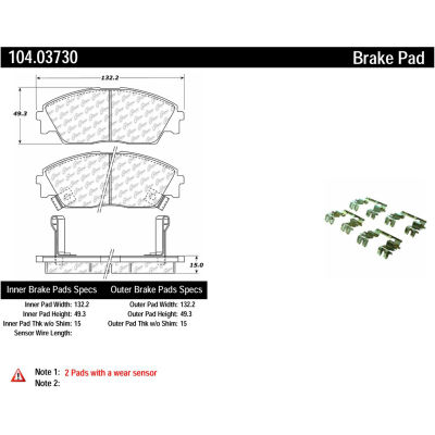 Posi Quiet Semi-Metallic Brake Pads with Hardware , Posi Quiet 104.03730