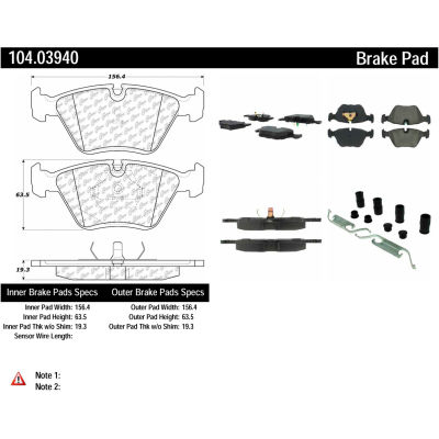 Posi Quiet Semi-Metallic Brake Pads with Hardware , Posi Quiet 104.03940