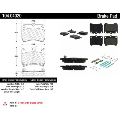 Posi Quiet Semi-Metallic Brake Pads with Hardware , Posi Quiet 104.04020