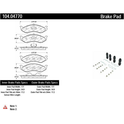 Posi Quiet Semi-Metallic Brake Pads with Hardware , Posi Quiet 104.04770