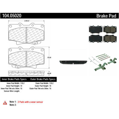 Posi Quiet Semi-Metallic Brake Pads with Hardware , Posi Quiet 104.05020