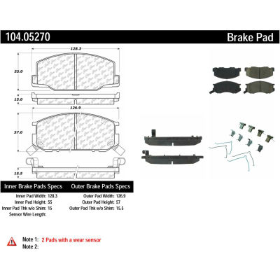 Posi Quiet Semi-Metallic Brake Pads with Hardware , Posi Quiet 104.05270