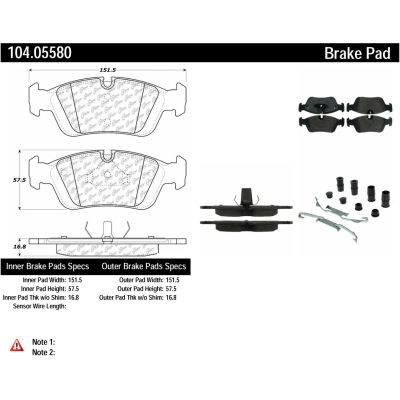 Posi Quiet Semi-Metallic Brake Pads with Hardware , Posi Quiet 104.05580