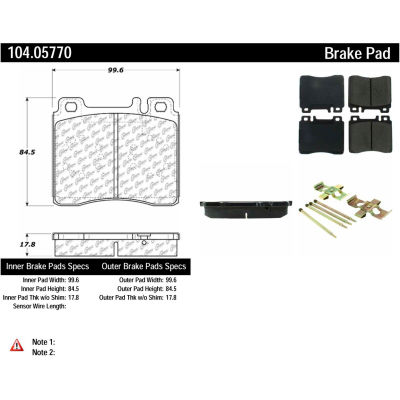 Posi Quiet Semi-Metallic Brake Pads with Hardware , Posi Quiet 104.05770