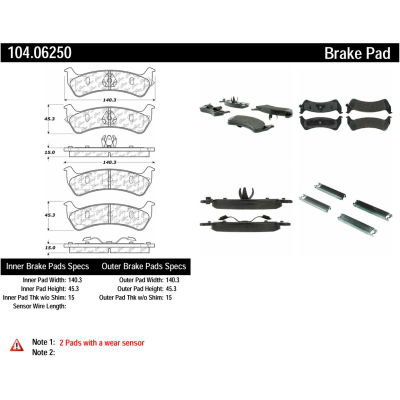 Posi Quiet Semi-Metallic Brake Pads with Hardware , Posi Quiet 104.06250