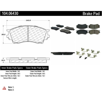 Posi Quiet Semi-Metallic Brake Pads with Hardware , Posi Quiet 104.06430
