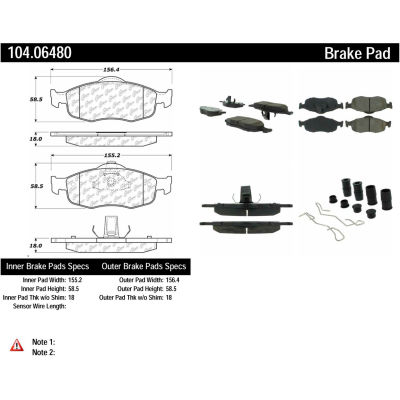 Posi Quiet Semi-Metallic Brake Pads with Hardware , Posi Quiet 104.06480