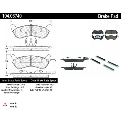 Posi Quiet Semi-Metallic Brake Pads with Hardware , Posi Quiet 104.06740