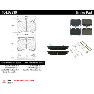 Posi Quiet Semi-Metallic Brake Pads with Hardware , Posi Quiet 104.07330