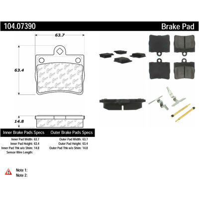 Posi Quiet Semi-Metallic Brake Pads with Hardware , Posi Quiet 104.07390