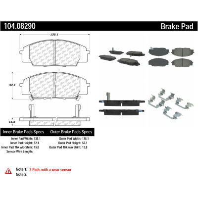 Posi Quiet Semi-Metallic Brake Pads with Hardware , Posi Quiet 104.08290