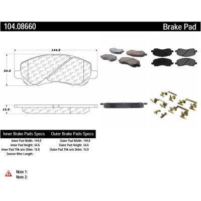 Posi Quiet Semi-Metallic Brake Pads with Hardware , Posi Quiet 104.08660