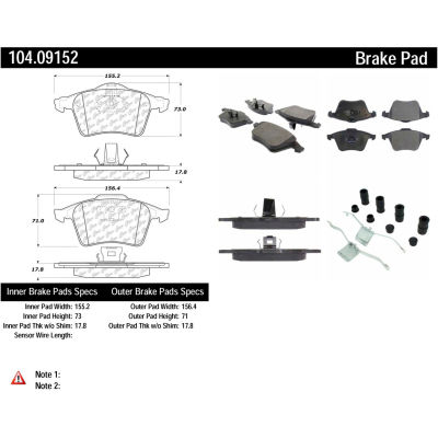 Posi Quiet Semi-Metallic Brake Pads with Hardware , Posi Quiet 104.09152