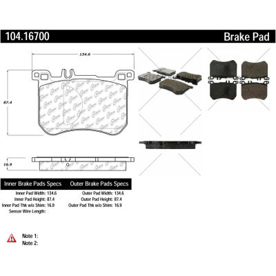 Posi Quiet Semi-Metallic Brake Pads with Hardware , Posi Quiet 104.16700