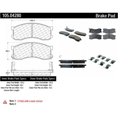 Posi Quiet Ceramic Brake Pads with Shims and Hardware , Posi Quiet 105.04280