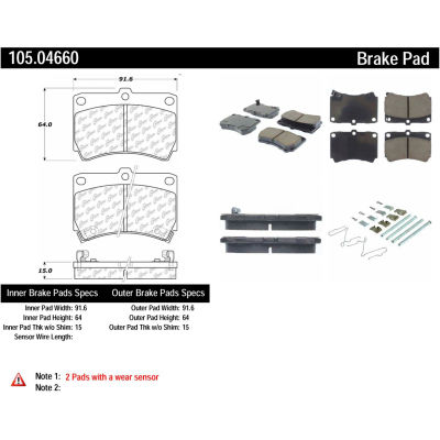 Posi Quiet Ceramic Brake Pads with Shims and Hardware , Posi Quiet 105.04660
