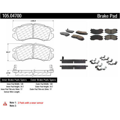 Posi Quiet Ceramic Brake Pads with Shims and Hardware , Posi Quiet 105.04700