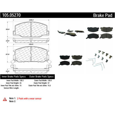 Posi Quiet Ceramic Brake Pads with Shims and Hardware , Posi Quiet 105.05270