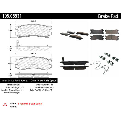 Posi Quiet Ceramic Brake Pads with Shims and Hardware , Posi Quiet 105.05531