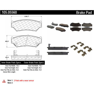 Posi Quiet Ceramic Brake Pads with Shims and Hardware , Posi Quiet 105.05560