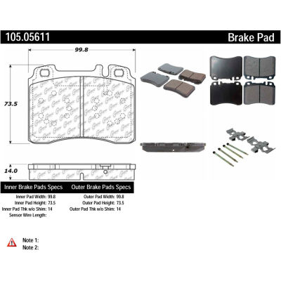 Posi Quiet Ceramic Brake Pads with Shims and Hardware , Posi Quiet 105.05611