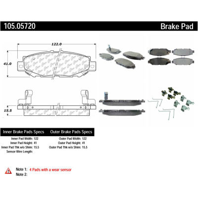 Posi Quiet Ceramic Brake Pads with Shims and Hardware , Posi Quiet 105.05720