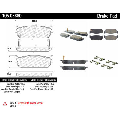 Posi Quiet Ceramic Brake Pads with Shims and Hardware , Posi Quiet 105.05880