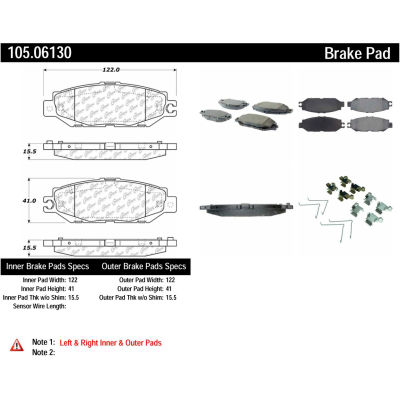 Posi Quiet Ceramic Brake Pads with Shims and Hardware , Posi Quiet 105.06130