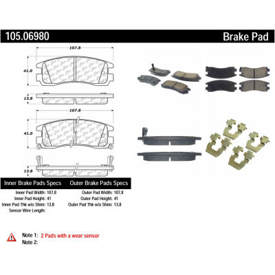 Posi Quiet Ceramic Brake Pads with Shims and Hardware , Posi Quiet 105.06980