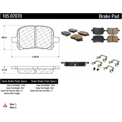 Posi Quiet Ceramic Brake Pads with Shims and Hardware , Posi Quiet 105.07070