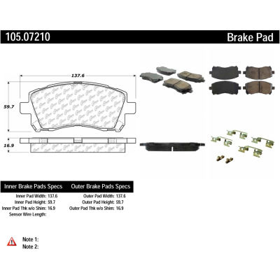 Posi Quiet Ceramic Brake Pads with Shims and Hardware , Posi Quiet 105.07210
