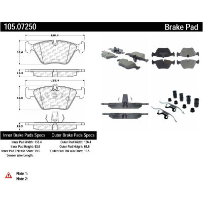 Posi Quiet Ceramic Brake Pads with Shims and Hardware , Posi Quiet 105.07250