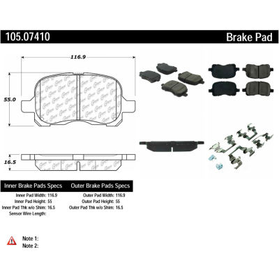 Posi Quiet Ceramic Brake Pads with Shims and Hardware , Posi Quiet 105.07410